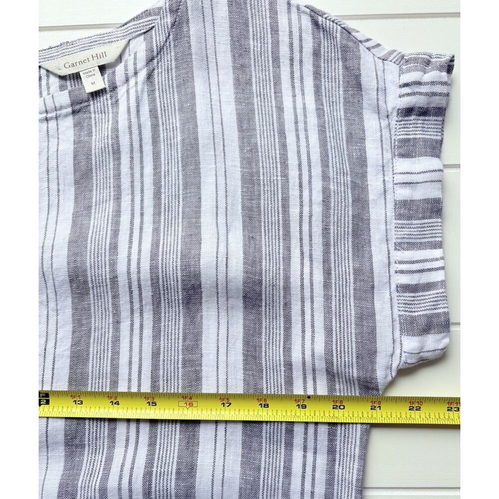 Garnet Hill Meraki Linen Shift Dress Gray White Stripe European Flax Coastal M - Picture 11 of 14